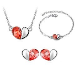 Komplet biżuterii rubinowe serca
