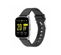 Czarny zegarek Smartwatch sportowy ze srebrną kopertą s