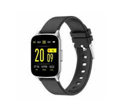 Czarny zegarek Smartwatch sportowy ze srebrną kopertą