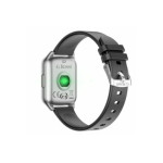 Czarny zegarek Smartwatch sportowy ze srebrną kopertą