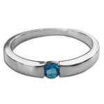 Srebrny pierścionek 925 oczko z niebieską cyrkonią 24r