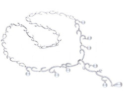 Srebrny naszyjnik 925 perełki i cyrkonie 22,10g