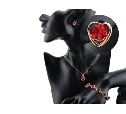 komplet biżuterii platerowanej rubinowe serca