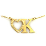Złoty naszyjnik 585 serce z literką K prezent 1.66g