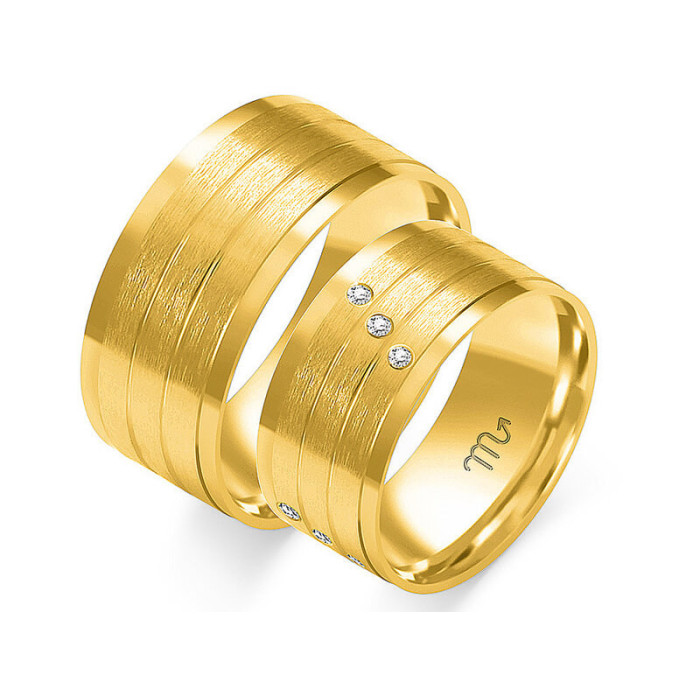 Obrączka ślubna złota 14k 585 z diamentami nowoczesna