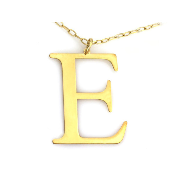Naszyjnik srebrny z dużą literą E