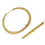 Złota bransoletka 585 z trzech łańcuszków z serduszkami