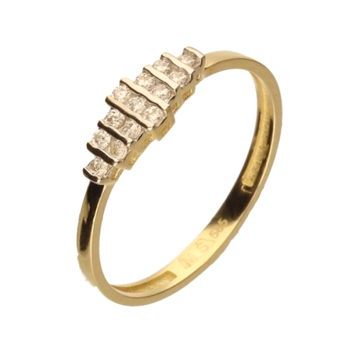 Złoty pierścionek 585 z cyrkoniami białe złoto
