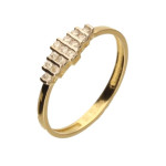 Złoty pierścionek 585 z cyrkoniami białe złoto