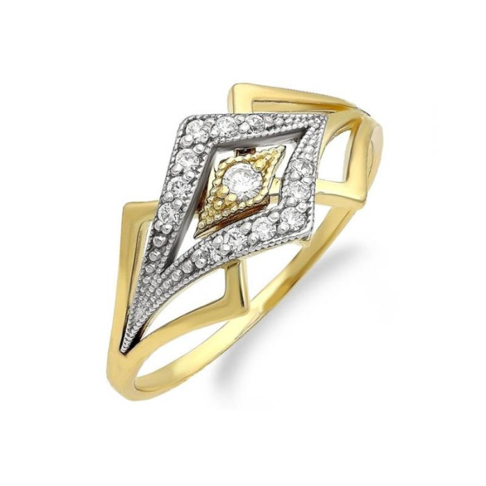 Złoty pierścionek 585 wysadzany cyrkoniami 2,99 g