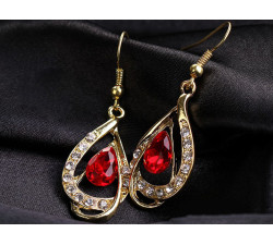 Komplet biżuterii krople rubinowe cyrkonie