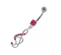 Srebrny kolczyk 925 klucz wiolinowy różowy