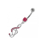 Srebrny kolczyk 925 klucz wiolinowy różowy