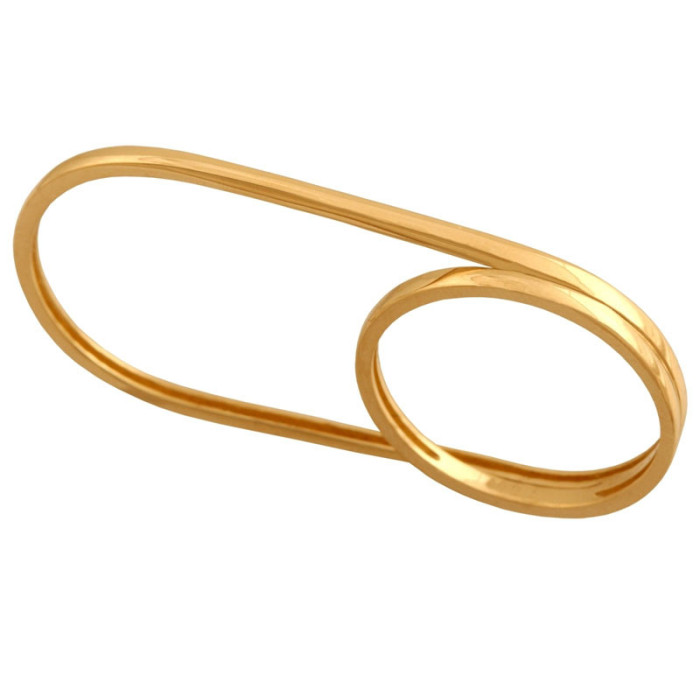 Złoty pierścionek 585 nowoczesny na dwa palce 3,30 g