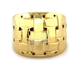 Złoty pierścionek 585 duży szeroki wzór plecionki 4,34g