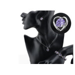 Komplet biżuterii serduszka liliowe z cyrkoniami