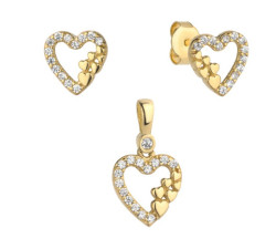 Złoty komplet biżuterii 585 serce z serduszkami 1,6g