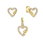 Złoty komplet biżuterii 585 serce z serduszkami 1,6g