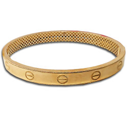 Złota bransoletka 585 sztywne szerokie bangle