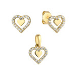 Złoty komplet biżuterii 585 serce cyrkoniowe 1,5g