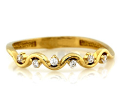 Złoty pierścionek 585 falka białe cyrkonie 1.53g