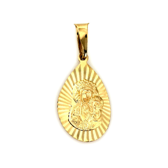 Złoty medalik 585 kropla Matka Boska Częstochowska