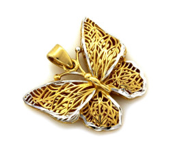 Złota przywieszka 585 motyl z białym złotem