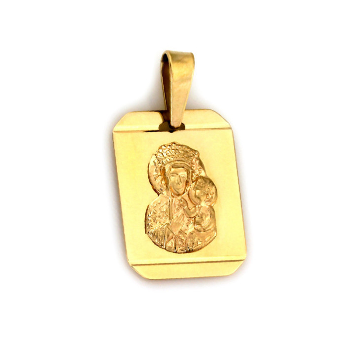 Złoty medalik 333 z Matką Boską Częstochowską 0,85g na blaszce w kształcie nieśmiertelnika