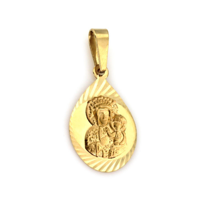 Złoty medalik 585 Matka Boska Częstochowska migdał