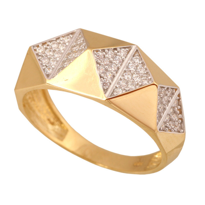 Złoty pierścionek 585 szeroka obrączka cyrkonie 3,15 g