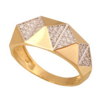 Złoty pierścionek 585 szeroka obrączka cyrkonie 3,15 g