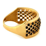 Złoty pierścionek 585 szeroki wysadzany cyrkoniami